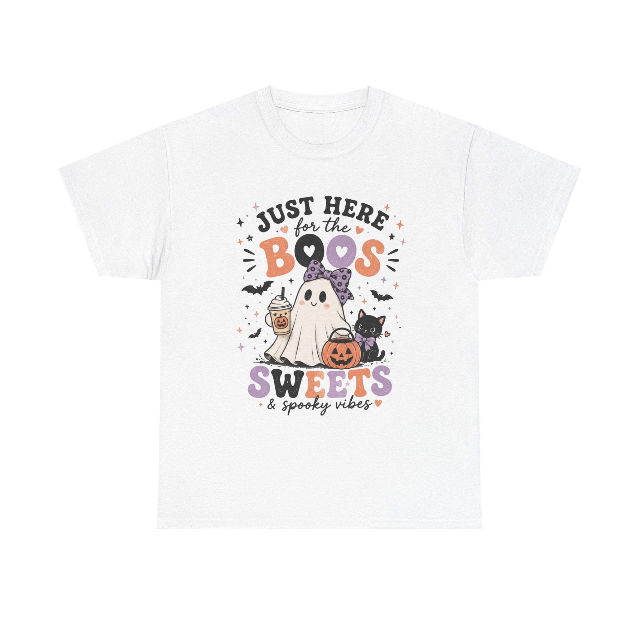 Just Here for the Boos, Sweets & Spooky Vibes Graphic Tee