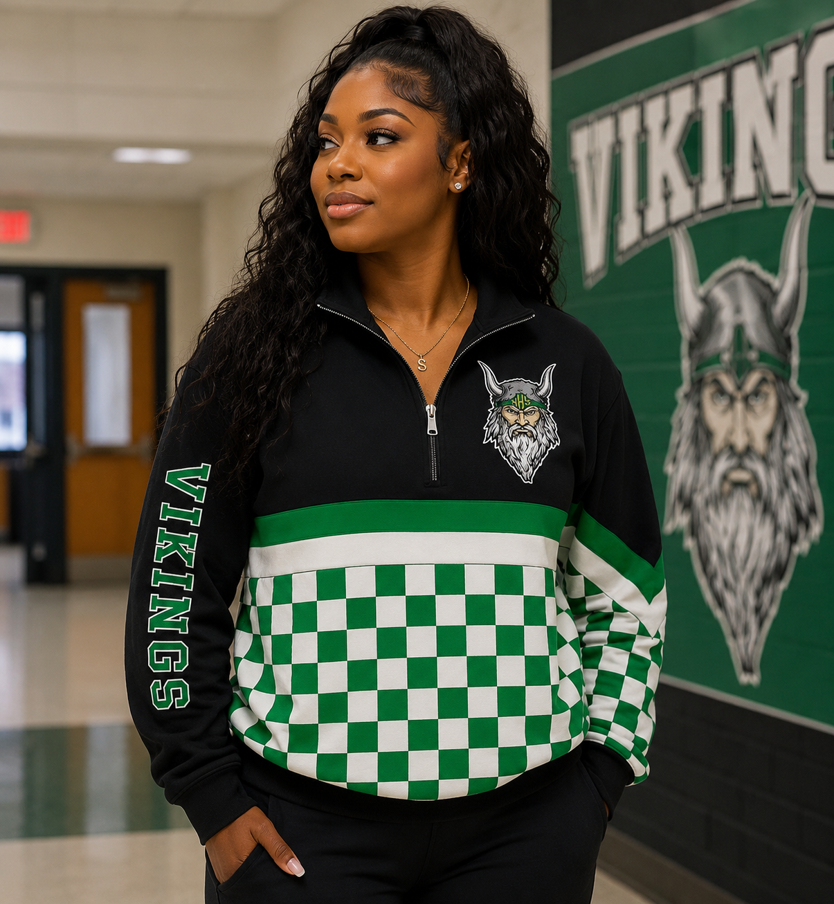 Local Pre-Order | School Spirit Quarter Zip Pullover | Adult Unisex | Cougars • Hawks • Vikings • Blue Devils • Bulldogs • Tigers • Hornets