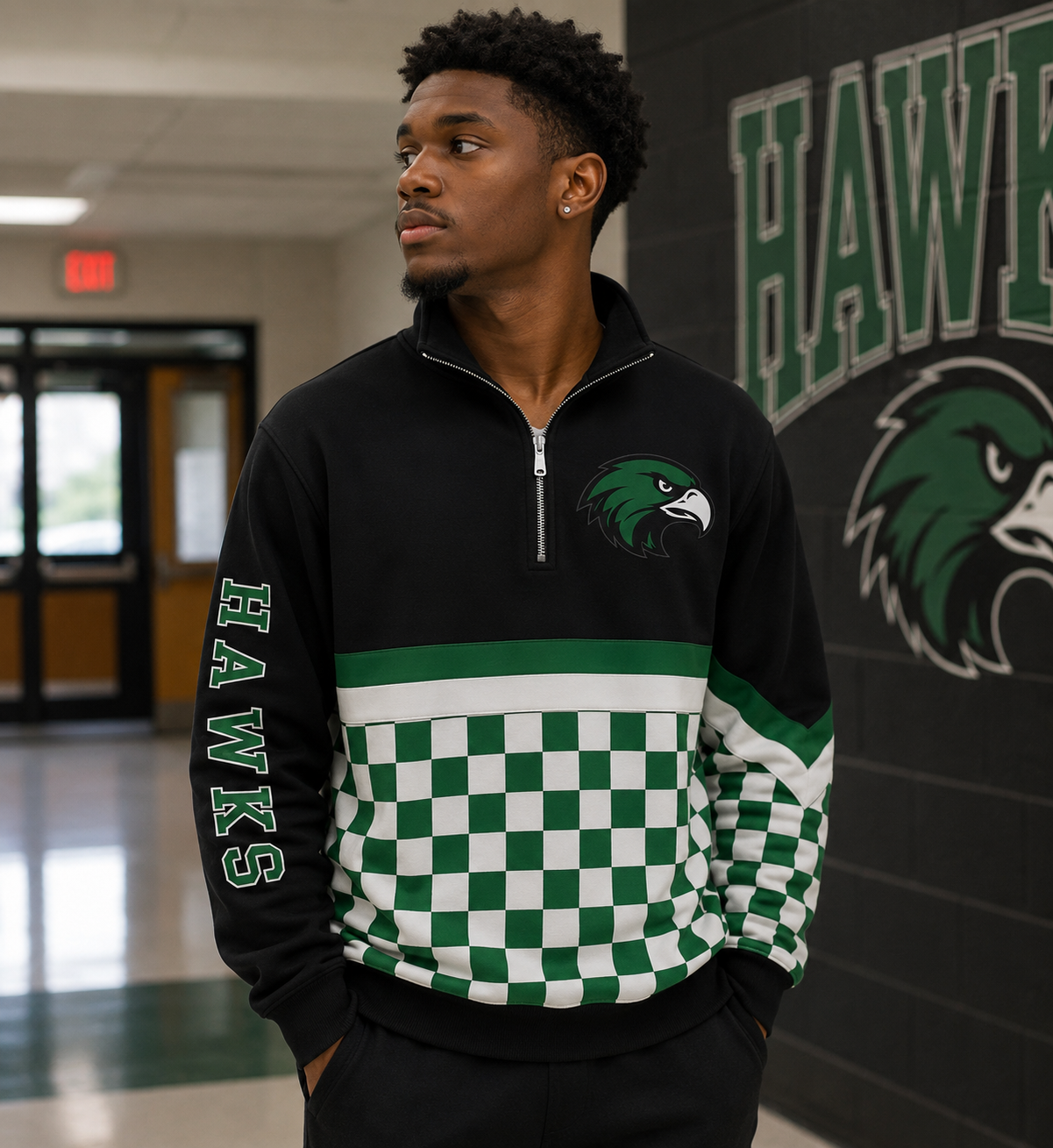 Local Pre-Order | School Spirit Quarter Zip Pullover | Adult Unisex | Cougars • Hawks • Vikings • Blue Devils • Bulldogs • Tigers • Hornets